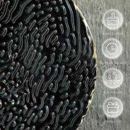 Rackhams 3D Metal Wall Art Modern Circle Hanging Wall Sculptures Home Decor for Living Room Bedroom Dining Room, Blue Black Gold - thumbnail 6