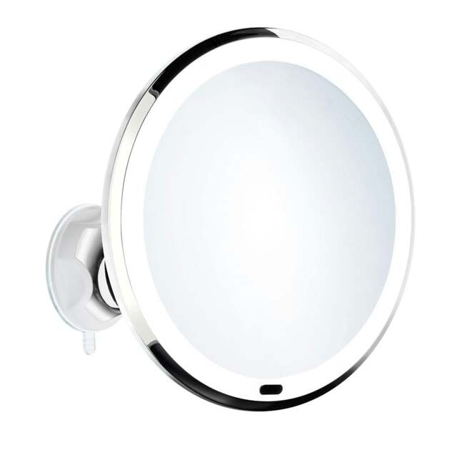 Rackhams Polished Chrome LED Mirror with Suction Cup Mounting (200mm) 7x Magnification Bathroom Makeup or Shaving Mirror - image 1