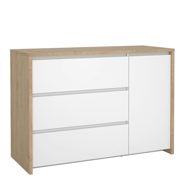 Rackhams Next Sideboard with 1 Door and 3 Drawers Jackson Hickory White high gloss - Oak & White - 118.6 - 1 - image 1