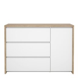 Rackhams Next Sideboard with 1 Door and 3 Drawers Jackson Hickory White high gloss - Oak & White - 118.6 - 1 - thumbnail 2