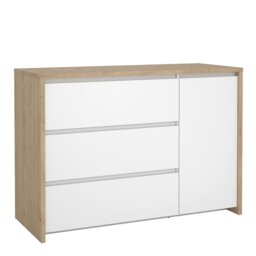 Rackhams Next Sideboard with 1 Door and 3 Drawers Jackson Hickory White high gloss - Oak & White - 118.6 - 1 - thumbnail 1