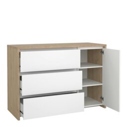 Rackhams Next Sideboard with 1 Door and 3 Drawers Jackson Hickory White high gloss - Oak & White - 118.6 - 1 - thumbnail 5