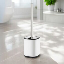 Rackhams White Bathroom Accessories Set Floor Caddy with Toilet Brush and Holder - thumbnail 3