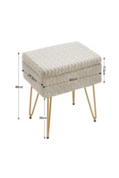 Rackhams Rectangle Upholstered Storage Ottoman Vanity Stool - Beige - thumbnail 6
