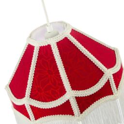 Rackhams Classic Victorian Style Empire Pendant Shade in Burgundy Red Fabric - thumbnail 3