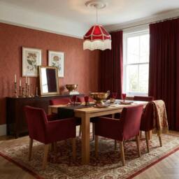 Rackhams Classic Victorian Style Empire Pendant Shade in Burgundy Red Fabric - thumbnail 6