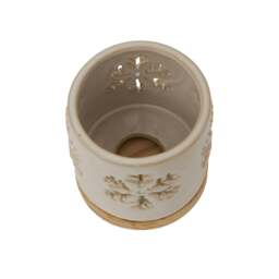 Rackhams Ceramic Snowflake Christmas Candle Holder - White - 10cm x 8cm x 8cm - White - 100% Mixed - thumbnail 3