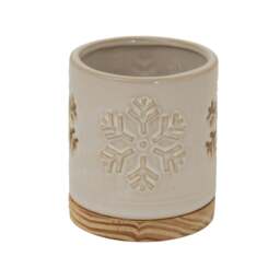 Rackhams Ceramic Snowflake Christmas Candle Holder - White - 10cm x 8cm x 8cm - White - 100% Mixed - thumbnail 2