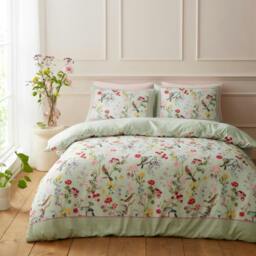 Rackhams RHS Birds In Bloom Green Duvet Cover Set - Single - thumbnail 2