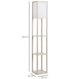 Rackhams Floor Lamp Reading Lamp with 3-Tier Storage Shelf Oak - thumbnail 4