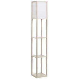 Rackhams Floor Lamp Reading Lamp with 3-Tier Storage Shelf Oak - thumbnail 2