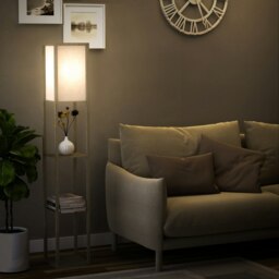 Rackhams Floor Lamp Reading Lamp with 3-Tier Storage Shelf Oak - thumbnail 3