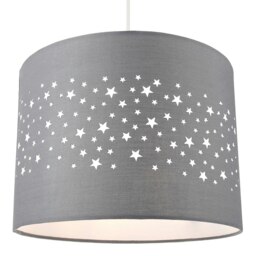 Rackhams Stars Decorated Children/Kids Soft Grey Cotton Bedroom Pendant or Lamp Shade - thumbnail 2