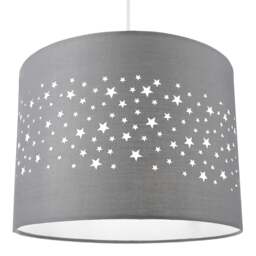 Rackhams Stars Decorated Children/Kids Soft Grey Cotton Bedroom Pendant or Lamp Shade