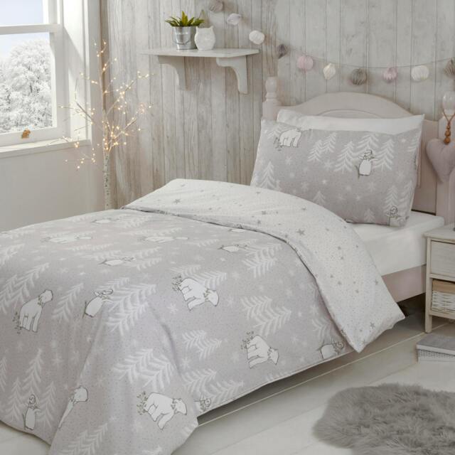 Rackhams Printed Polar Bear Penguins Duvet Cover With Pillowcases - image 1