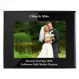 Rackhams Personalised 5x7 Landscape Black Glass Photo Frame - thumbnail 2