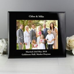 Rackhams Personalised 5x7 Landscape Black Glass Photo Frame