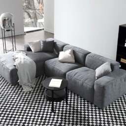 Rackhams Zavia Three Seater Corner Sofa, Linen - Right Hand Facing - Grey - Three Corner Seater 320cm - thumbnail 4