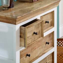 Rackhams Milano Solid Mango Wood White Chest Of 4 Drawers - Wood - 4 - 80x35x80 CM (LxDxH) - thumbnail 5