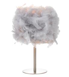 Rackhams Modern and Chic Real Grey Feather Table Lamp with Satin Nickel Base and Switch - thumbnail 2