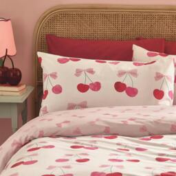 Rackhams Cherries and Bows Pink Duvet Cover Set - Double - thumbnail 5