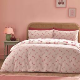 Rackhams Cherries and Bows Pink Duvet Cover Set - Double - thumbnail 4