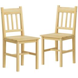 Rackhams Dining Chairs Set of 2, Pine Wood Frame, Slat Back, Kitchen, Natural - thumbnail 2
