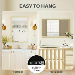 Rackhams Wall Bathroom Mirror for Home Decor, Vanity Mirror - 40W x 60H x 2D cm - Modern - Natural wood - thumbnail 5