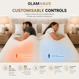 Rackhams King Size Electric Blanket - Fitted Mattress Bed Cover - White Diamond Quilted - Settings for Feet and Body, Timer - thumbnail 4