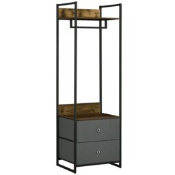 Rackhams Clothes Rail, Metal Coat Stand, Garment Rack with 2 Fabric Storage Drawer - thumbnail 2
