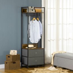 Rackhams Clothes Rail, Metal Coat Stand, Garment Rack with 2 Fabric Storage Drawer