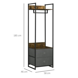 Rackhams Clothes Rail, Metal Coat Stand, Garment Rack with 2 Fabric Storage Drawer - thumbnail 5
