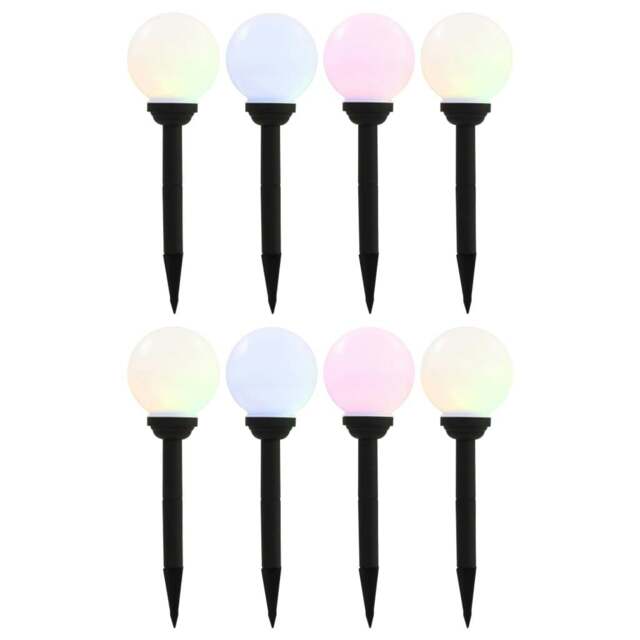 Rackhams Outdoor Solar Lamps 8 pcs LED Spherical 15 cm RGB