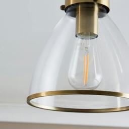 Rackhams Brunswick Antique Brass & Glass Flush Ceiling Light - thumbnail 4