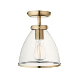 Rackhams Brunswick Antique Brass & Glass Flush Ceiling Light - thumbnail 6