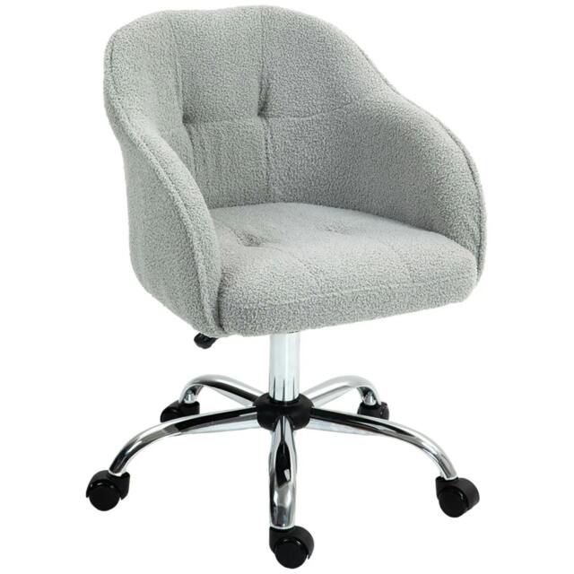 Rackhams Teddy Fleece Swivel Office Chair - Grey