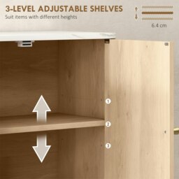Rackhams Bathroom Wall Cabinet with Adjustable Shelf and Open Shelf, Oak - 1 - MDF - Oak - thumbnail 6