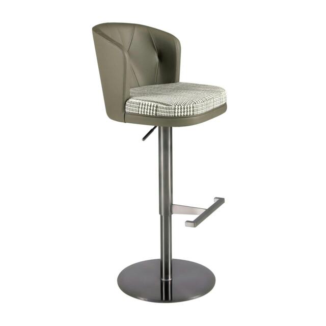 Rackhams Swivel Stool in Dark Green and White Fabric and Olive Green Leatherette 4228 - image 1