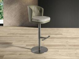 Rackhams Swivel Stool in Dark Green and White Fabric and Olive Green Leatherette 4228 - thumbnail 3