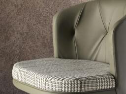 Rackhams Swivel Stool in Dark Green and White Fabric and Olive Green Leatherette 4228 - thumbnail 5
