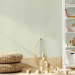 Rackhams Pinstripe Nursery Textured Wallpaper Green - thumbnail 3