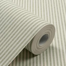 Rackhams Pinstripe Nursery Textured Wallpaper Green - thumbnail 1