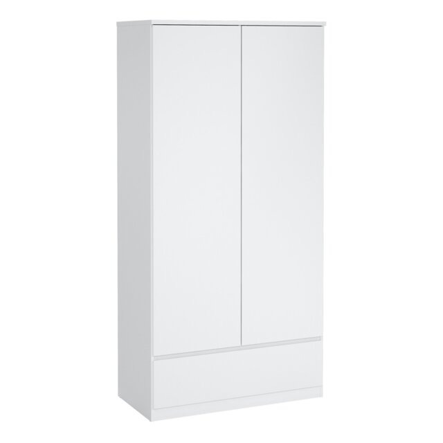 Rackhams Naia Wardrobe with 2 doors + 1 drawer in White High Gloss - White - Malemine - 1 - image 1
