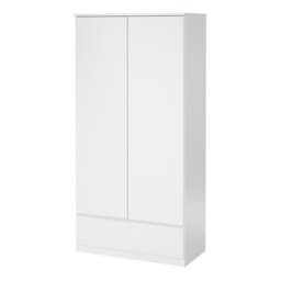 Rackhams Naia Wardrobe with 2 doors + 1 drawer in White High Gloss - White - Malemine - 1 - thumbnail 3