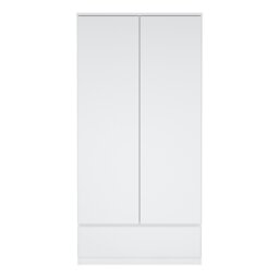 Rackhams Naia Wardrobe with 2 doors + 1 drawer in White High Gloss - White - Malemine - 1 - thumbnail 2