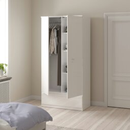 Rackhams Naia Wardrobe with 2 doors + 1 drawer in White High Gloss - White - Malemine - 1 - thumbnail 6