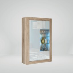 Rackhams Elegant 140cm Sideboard Cabinet Unit with White High Gloss Doors and Free LED - 140 cm  - Oak Matt Body & White Gloss Doors - 1 - thumbnail 5