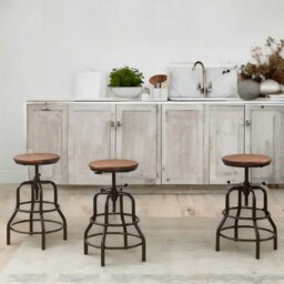 Rackhams Industrial Adjustable Height Retro Bar Stool Brown - thumbnail 4