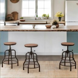Rackhams Industrial Adjustable Height Retro Bar Stool Brown - thumbnail 3
