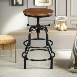 Rackhams Industrial Adjustable Height Retro Bar Stool Brown - thumbnail 2